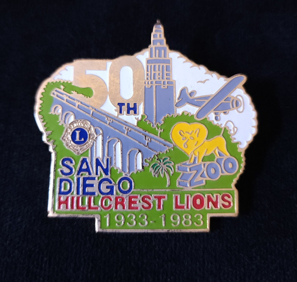 Vintage San Diego Zoo Hillcrest Lions Lapel Hat Pin 50th Anniversary 1933 - 1983